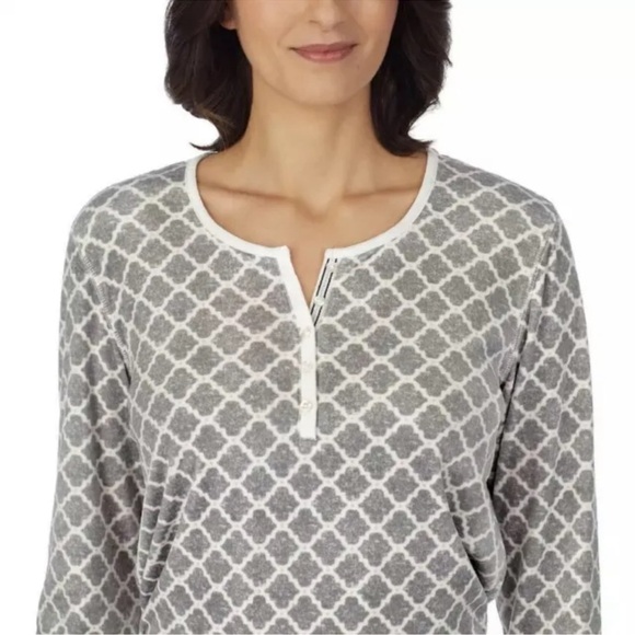 NEW-NAUTICA 2Pc SuperSoft Feather Touch Fleece Pajama Sleepwear Set Grey/White L - Picture 4 of 13